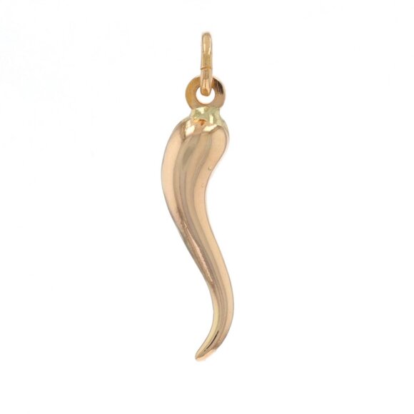 Yellow Gold Italian Horn Pendant - 18k Good Luck